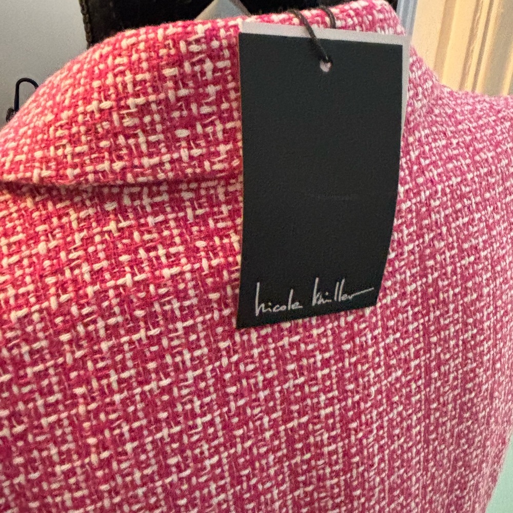 Nicole Miller Pink Tweed Dress with Gold Accents - Picture 13 of 16